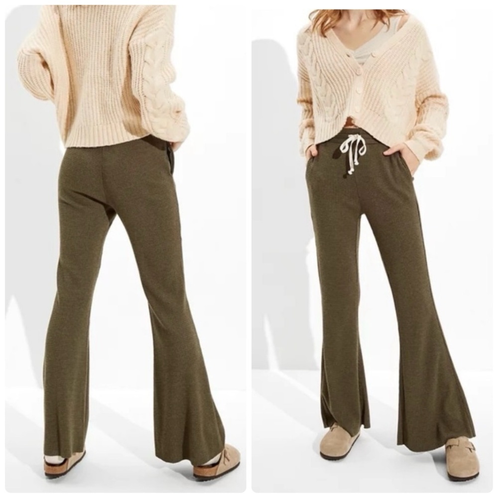 American Eagle Outfitters Waffle Knit Flare Leg Pants